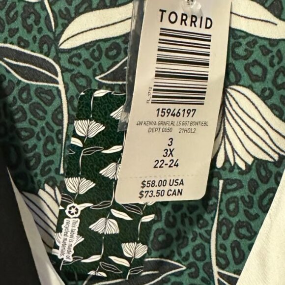 NWT‎ Kenya Freeman Green Floral bow tie blouse - Picture 7 of 7